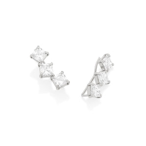RHODIUM PLATED EARRING WITH ZIRCONIA
