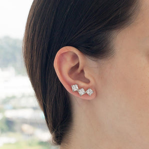 RHODIUM PLATED EARRING WITH ZIRCONIA