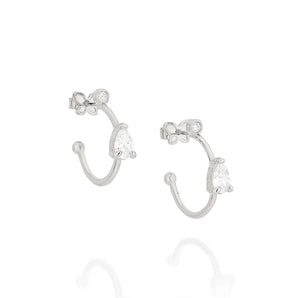 RHODIUM PLATED EARRING WITH ZIRCONIA