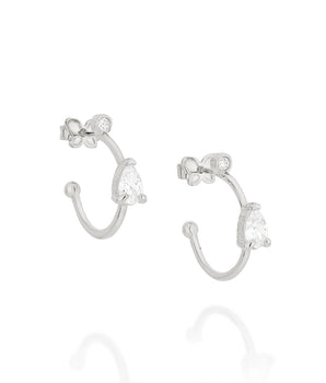 RHODIUM PLATED EARRING WITH ZIRCONIA