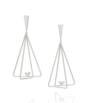 RHODIUM PLATED EARRING WITH ZIRCONIA