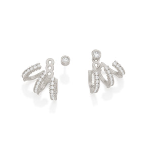 RHODIUM PLATED EARRING WITH ZIRCONIA