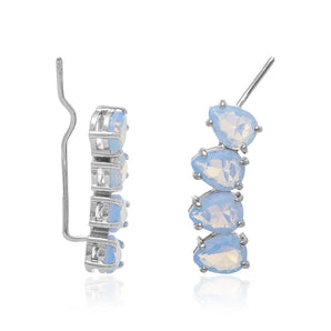 RHODIUM PLATED EARRING WITH CRYSTAL