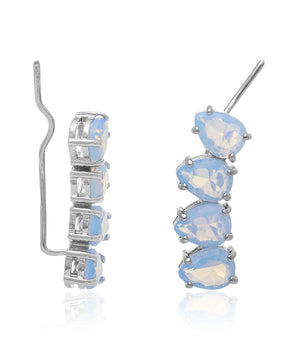RHODIUM PLATED EARRING WITH CRYSTAL