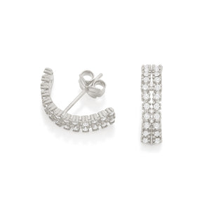 RHODIUM PLATED EARRING WITH ZIRCONIA