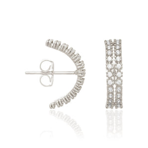 RHODIUM PLATED EARRING WITH ZIRCONIA