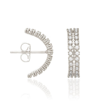 RHODIUM PLATED EARRING WITH ZIRCONIA