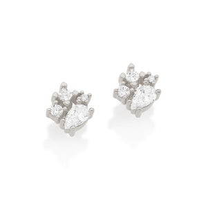 RHODIUM ABSTRACT EARRING IN WHITE