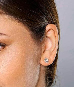 RHODIUM ABSTRACT EARRING IN WHITE