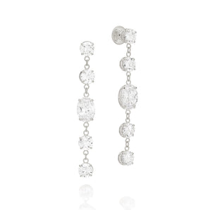RHODIUM PLATED EARRING WITH ZIRCONIA