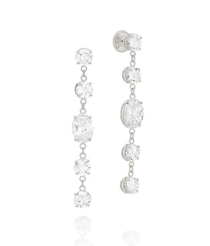 RHODIUM PLATED EARRING WITH ZIRCONIA