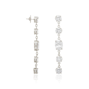 RHODIUM PLATED EARRING WITH ZIRCONIA