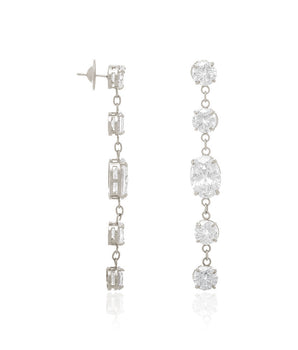 RHODIUM PLATED EARRING WITH ZIRCONIA