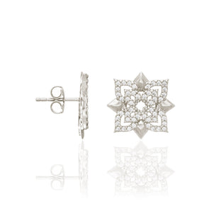 RHODIUM PLATED EARRING WITH ZIRCONIA