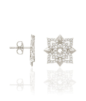 RHODIUM PLATED EARRING WITH ZIRCONIA