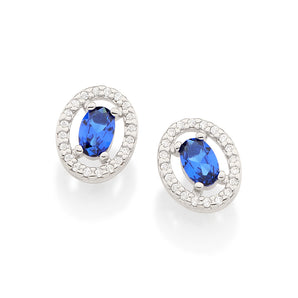 RHODIUM HALO EARRING IN BLUE