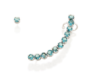 RHODIUM LONG EAR CUFF IN TEAL