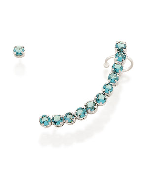 RHODIUM LONG EAR CUFF IN TEAL