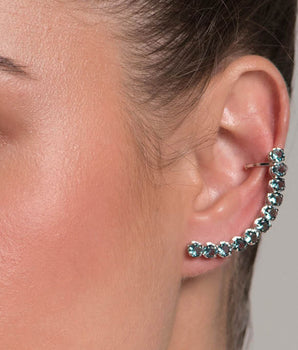 RHODIUM LONG EAR CUFF IN TEAL
