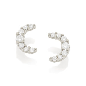 RHODIUM CRESCENT MOON EARRING