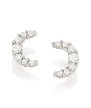 RHODIUM CRESCENT MOON EARRING
