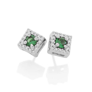 RHODIUM LUCID DREAMS EARRING IN GREEN