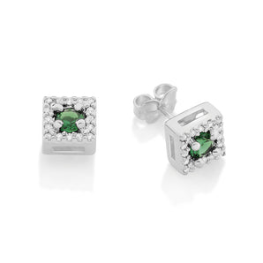 RHODIUM LUCID DREAMS EARRING IN GREEN