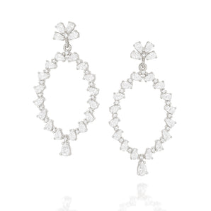 RHODIUM PLATED EARRING WITH ZIRCONIA