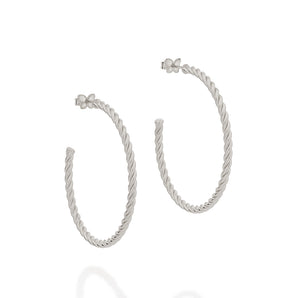 RHODIUM ROPE HOOPS