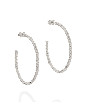 RHODIUM ROPE HOOPS