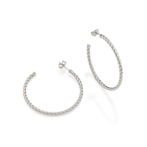 RHODIUM ROPE HOOPS
