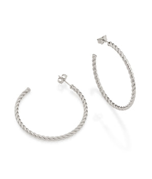 RHODIUM ROPE HOOPS