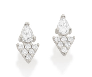 RHODIUM DOUBLE TRIANGLE EARRING