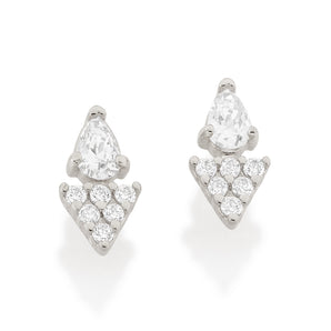RHODIUM DOUBLE TRIANGLE EARRING