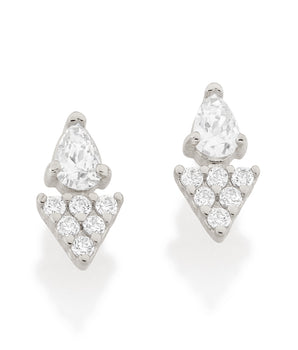RHODIUM DOUBLE TRIANGLE EARRING
