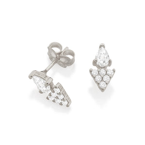 RHODIUM DOUBLE TRIANGLE EARRING