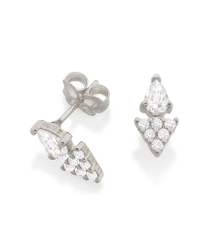 RHODIUM DOUBLE TRIANGLE EARRING
