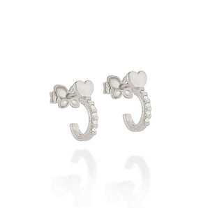 RHODIUM HEART SMALL HOOPS