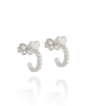 RHODIUM HEART SMALL HOOPS