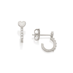 RHODIUM HEART SMALL HOOPS