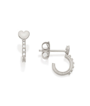 RHODIUM HEART SMALL HOOPS