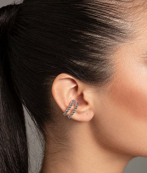 RHODIUM SPHERES EAR CUFF
