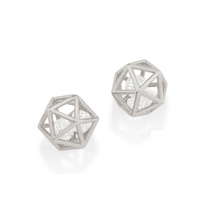 RHODIUM PLATED EARRING WITH ZIRCONIA
