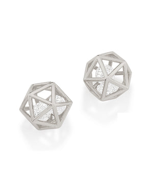 RHODIUM PLATED EARRING WITH ZIRCONIA
