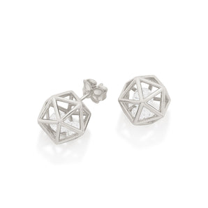 RHODIUM PLATED EARRING WITH ZIRCONIA