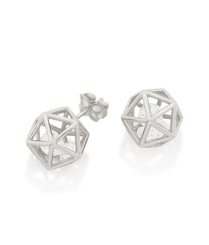 RHODIUM PLATED EARRING WITH ZIRCONIA