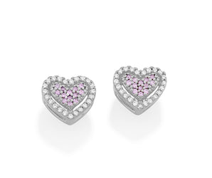 RHODIUM PINK HEART EARRING