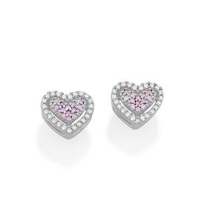 RHODIUM PINK HEART EARRING