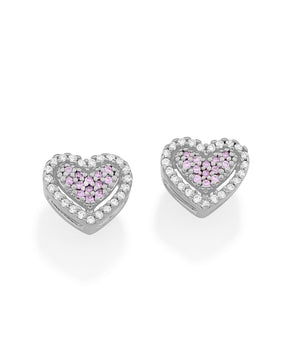 RHODIUM PINK HEART EARRING