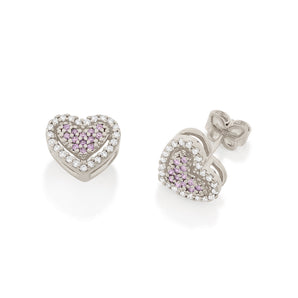 RHODIUM PINK HEART EARRING